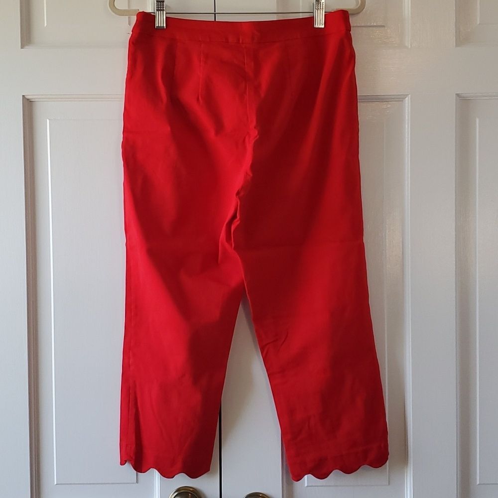 ZAC & RACHEL RED CAPRI CROPPED PANTS SCALLOPED BOTTOM SIZE 8 PULL ON ELASTIC - Picture 5 of 9